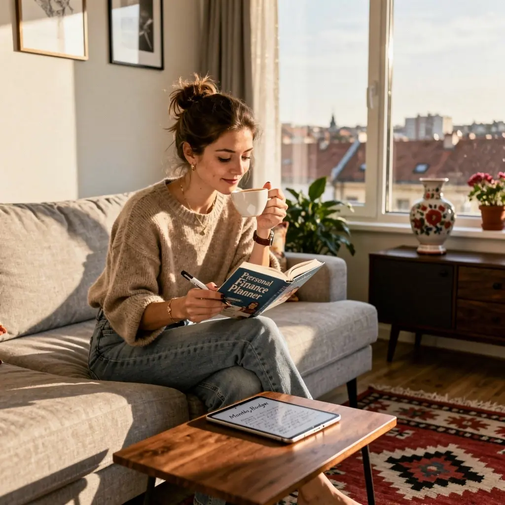 Havi pénzügyi ellenőrzési lista, amely segít a költségek nyomon követésében.